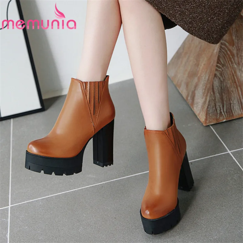 

MEMUNIA 2020 wholesale big size 48 women ankle boots round toe high heels platform boots autumn fashion dress party shoes woman