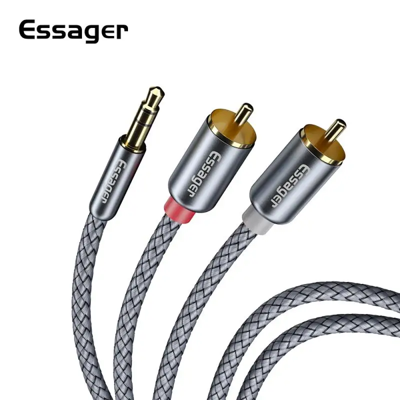 Essager RCA аудио к кабелю для подключения внешних устройств 3 5 до 2 кабель мм Джек 2RCA