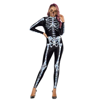

Sexy Bodycon Halloween Skeleton Costume Jumpsuit for Women Cute Girls Day of the Dead Costume Skeleton Bodysuit Plus Size