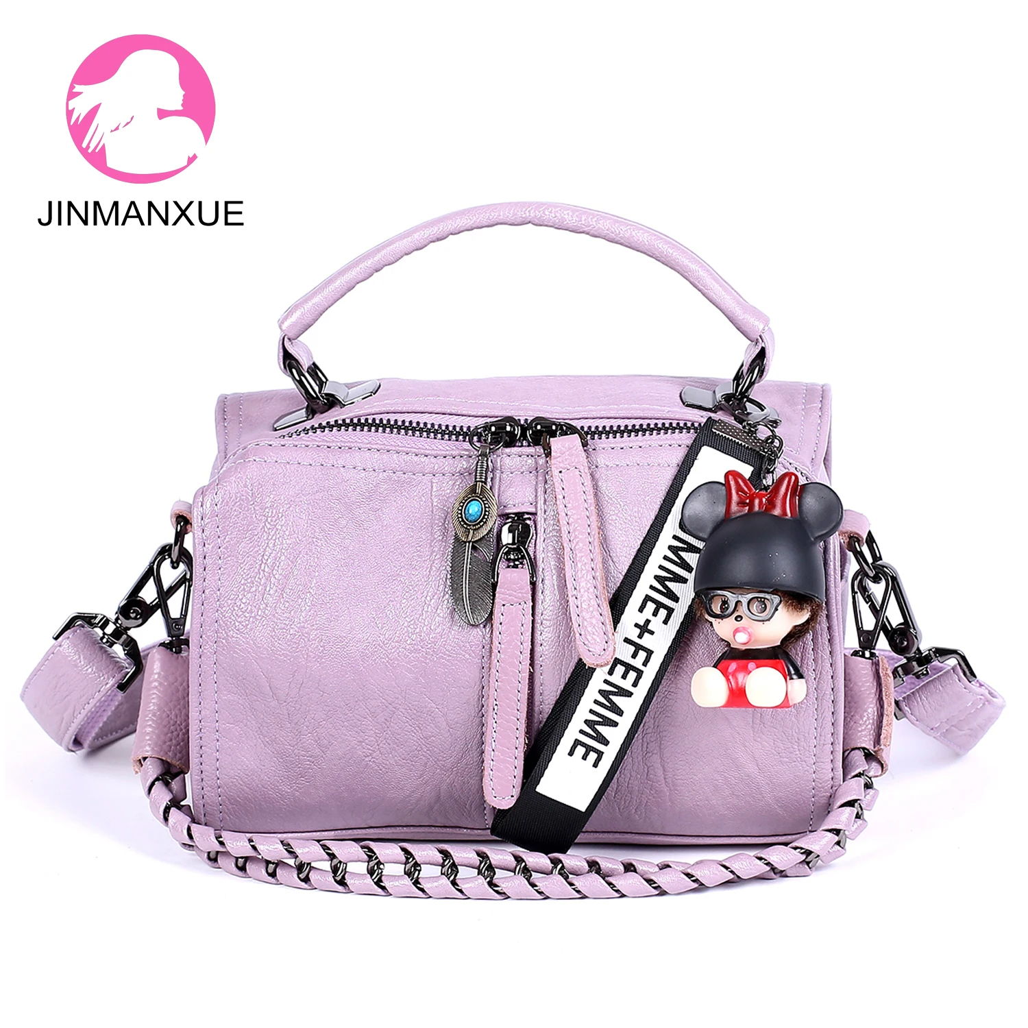 

Fashion Trend Box-Shaped Girl Satchel Small Handbags Simple Versatile Soft Wide Shoulder Strap Shoulder Messenger Bag