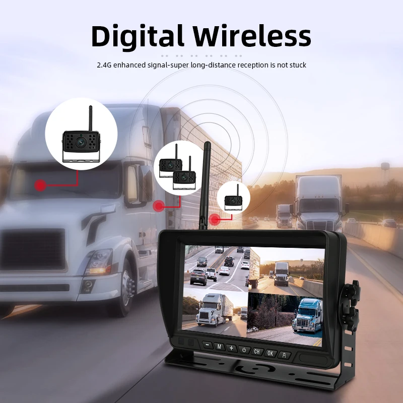 Jansite 7 дюймовая цифровая Беспроводной грузовик DVR Регистраторы зеркало AHD 4