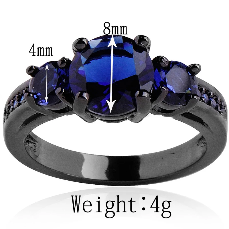 Новое Трендовое кольцо на палец в виде сердца с черным пистолетом для женщин, свадебное кольцо с синим и черным кристаллом, подарок на день Святого Валентина