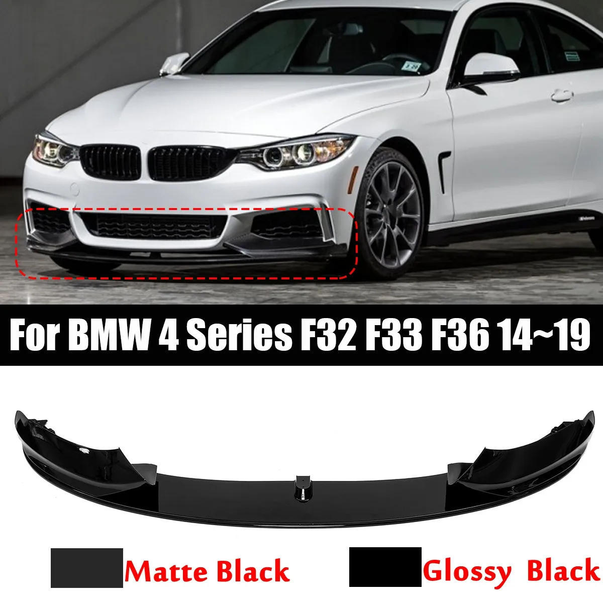 

NEW M Sport M tech Car Front Bumper Lip Spoiler Splitters PP Matte/Glossy Black For BMW 4 Series F32 F33 F36 2014~2019