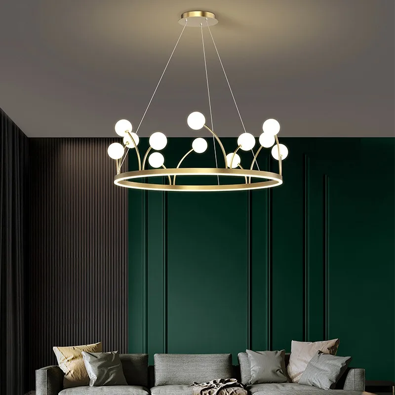 Luxury Postmodern LED Chandelier Dining Living Room Gold Lighting Hanging Fixtures Creative Bedroom Kitchen Round Chandeliers