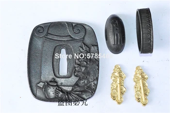 

Rare Set Iron Steel Guard Tsuba Menuki Fuchi Kashira For Japanese Samurai Katana Sword Wakizashi Tanto Steel Hand/Guard Tsuba