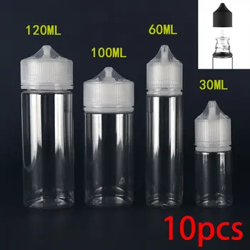 

10pcs PET Transparent Dropper Bottles Empty Plastic E Liquid Juice Oil Clear Containers with CRC Caps New
