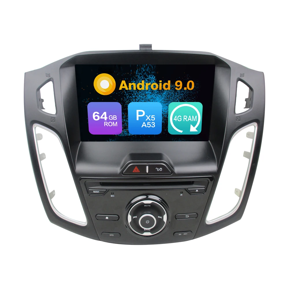 Android 9,0, четыре ядра, 4 Гб ОЗУ, 64 Гб ПЗУ, автомобильный DVD gps навигатор, мультимедийный плеер, стерео для FORD Focus 2012 2013