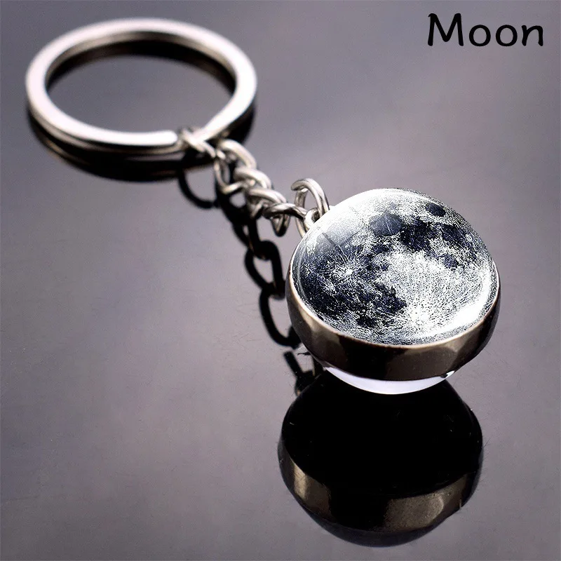 

Solar System Planet Key Ring Galaxy Nebula Space Keychain Moon Earth Sun Mars Art Picture Double Side Glass Ball Backpack Car K
