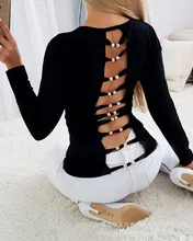 

2021 Women's Back Hollow Top Ladies Slim T-shirt