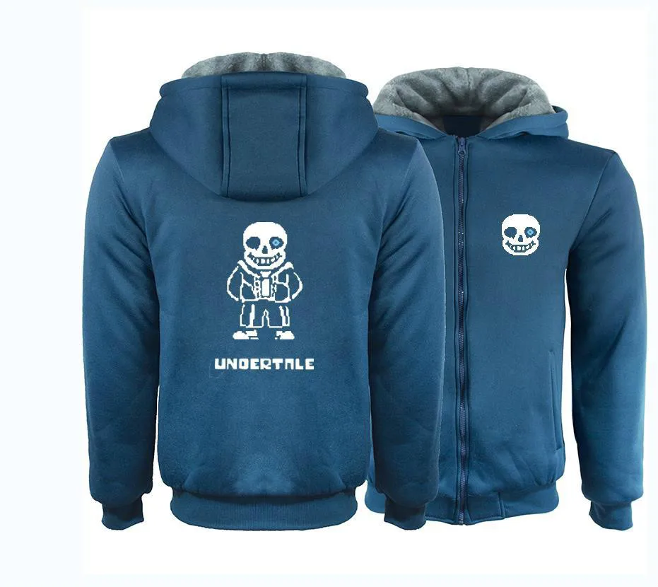 Стиль для взрослых мужчин и женщин Аниме игра Undertale Sans косплей костюм Скелет мультфильм печатных теплый худи Толстовка с капюшоном пальто
