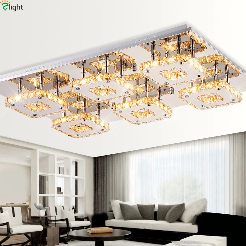 Стальные зеркальные светодиодные люстры в стиле постмодерн с хрустальным светом