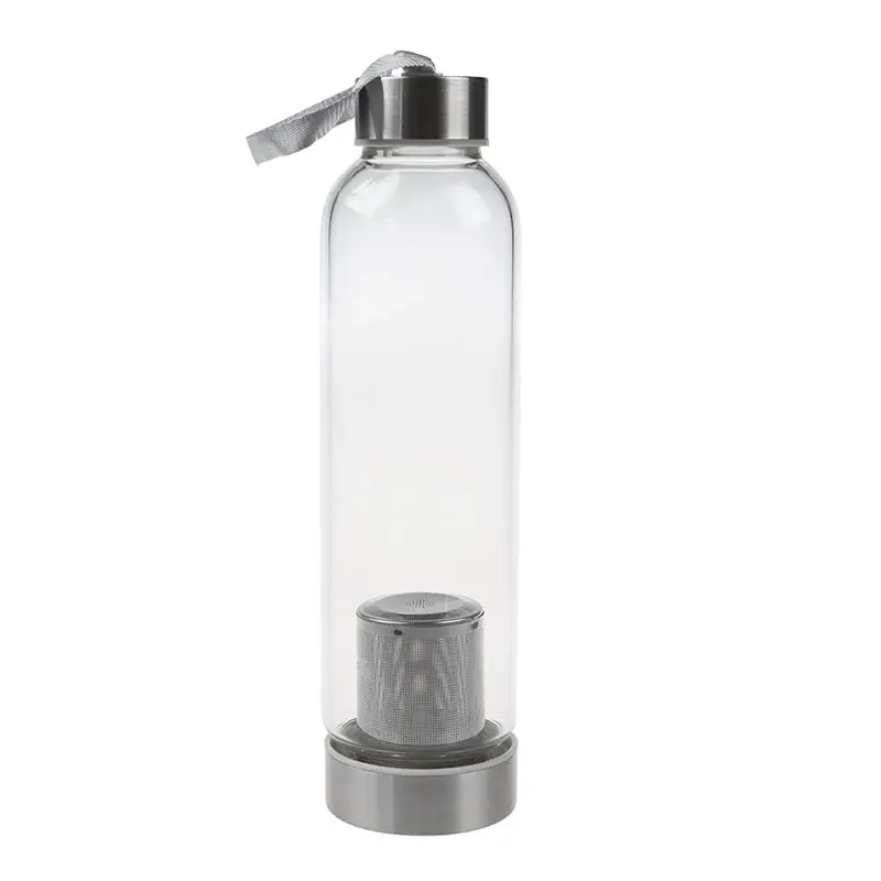 

Glass Sport Water Bottle with Tea Filter Infuser Protective Bag 550ml