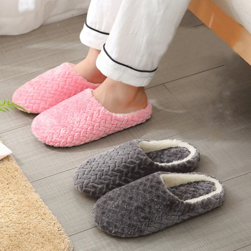 Women Indoor Slippers Warm Plush Home Slipper Autumn Winter Shoes Woman  House Flat Floor Soft Silent Slides for Bedroom