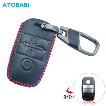 

Leather Car Key Case For KIA Optima K5 Sportage CEED Rio Carens Chiave Cle Soul 3 Buttons Smart Remote Fob Cover Keychain Holder