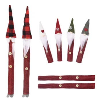 

8Pcs Christmas Forest Old Man Linen Gloves Refrigerator Microwave Protective Xmas Cover Decoration for 2020 New Year