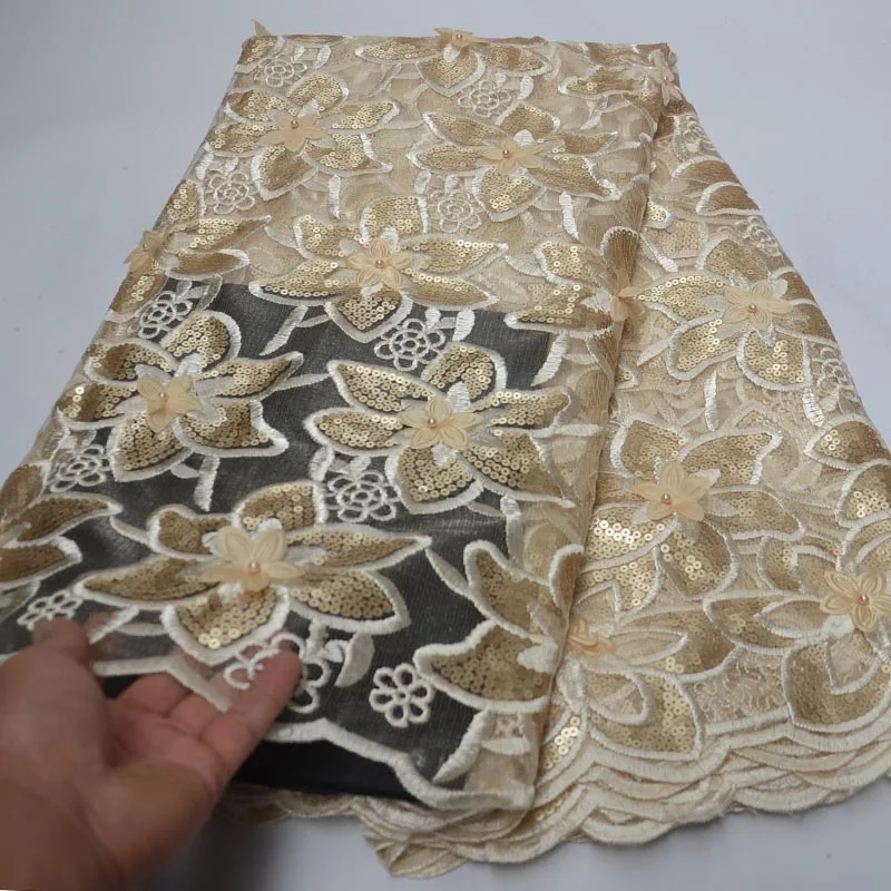Новая аппликация блестящая африканская французская органза блестки кружевная ткань для женщин платье высокое качество нигерийское Тюлевое кружево