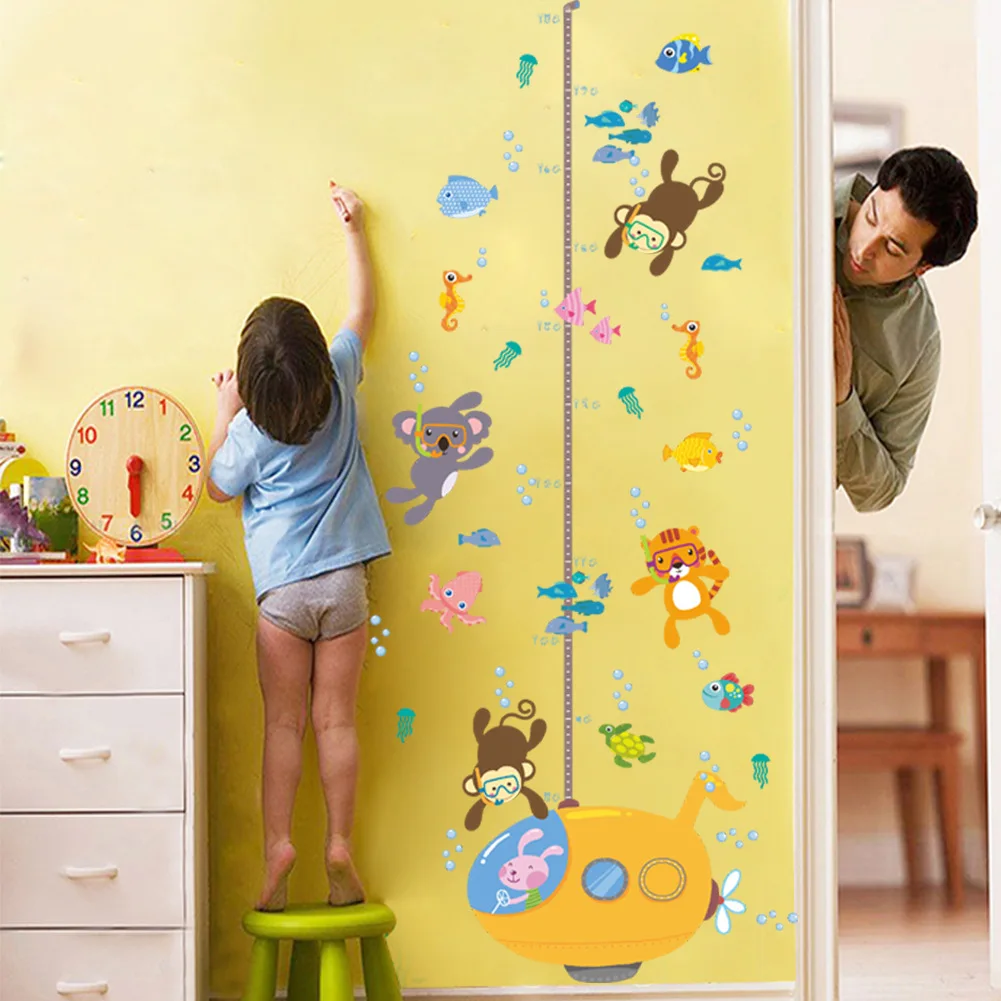 Zooyoo147 New Style Monkey Submarine Height Stickers CHILDREN'S Room Kindergarten Environment Decorative Removable Wall Stickers