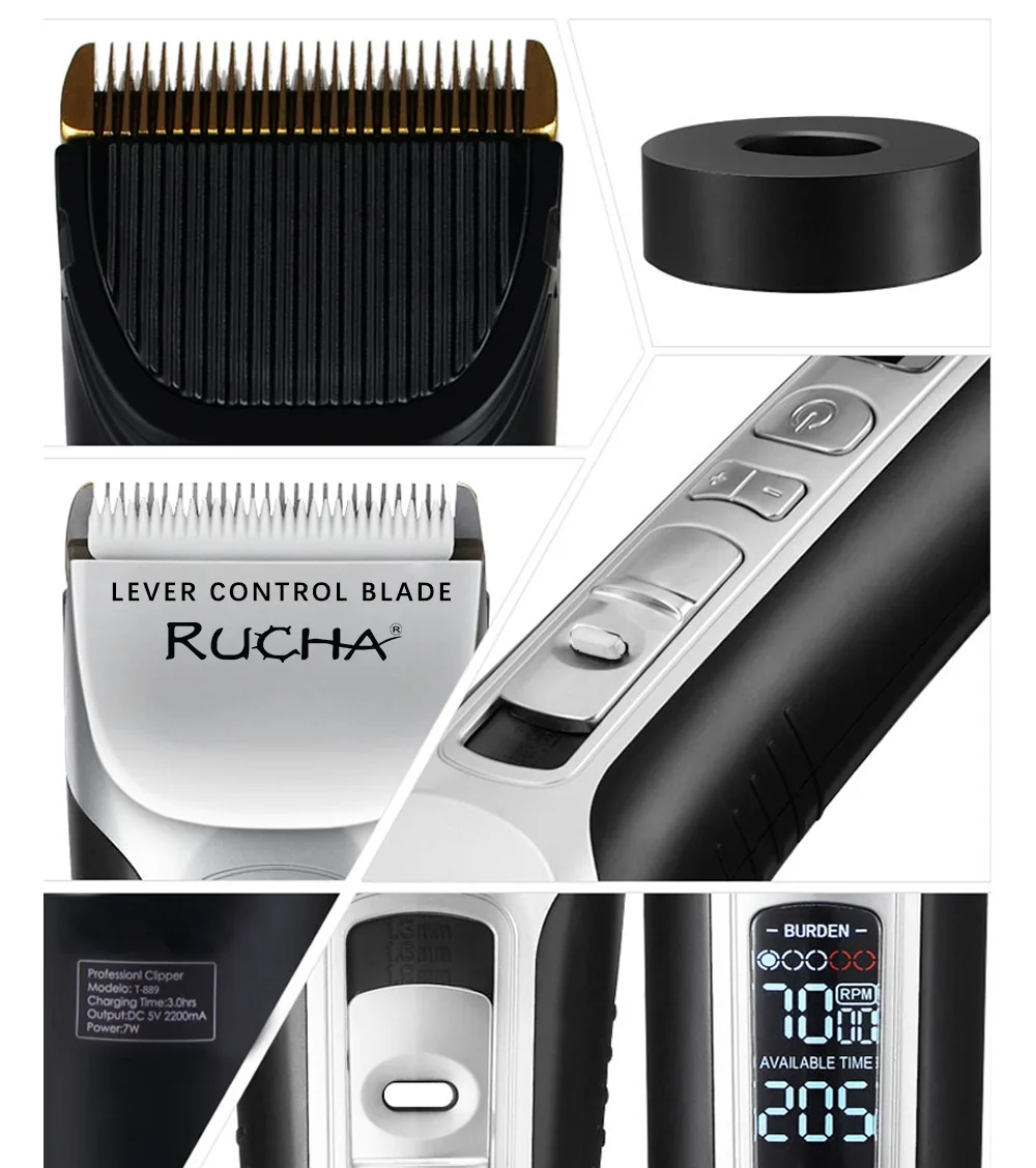 Электрическая машинка для стрижки волос, база для зарядки, триммер для волос, мощный резак для волос с ЖК-дисплеем, беспроводная, для