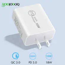 GOOJODOQ 18 Вт Быстрая зарядка 3,0 PD зарядное устройство для xiaomi samsung iPhone 11 X Xs 8 QC 3,0 Быстрая зарядка настенный мобильный телефон EU US зарядное устройство
