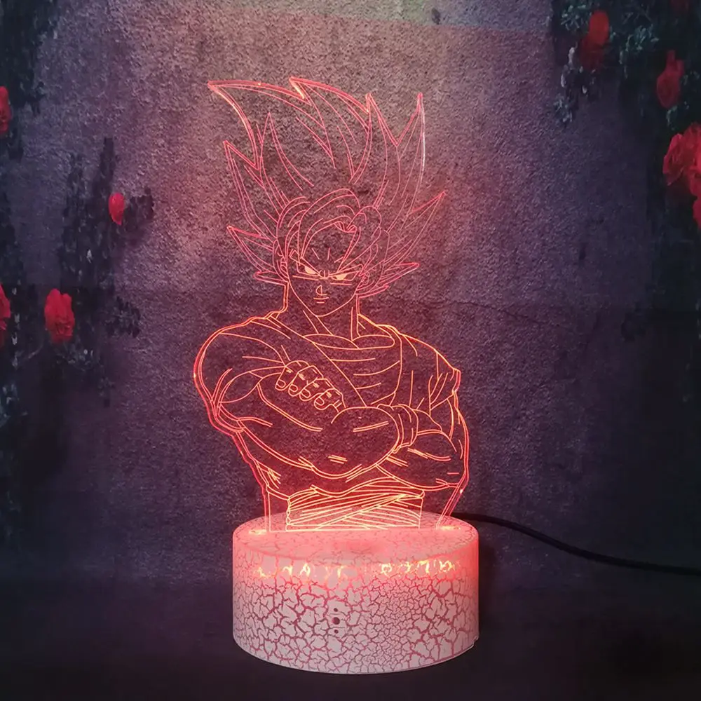 Teen Anime Comic Story Super Saiya Son Goku Gohan Vegeta Model Lamp 3D LED Creative Dragon Ball Table Night Light Kid Gift Toy | Освещение