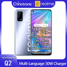 New realme Q2 4GB 128GB 5G Android 10 Mobile Phone 6.5"FHD+ 120Hz Dimensity 800U Octa Core 5000mAh Battery 48MP 30W Fast Charger