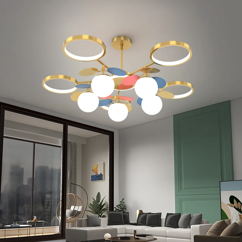 ModernColorful Circle Art Design LED Chandelier Lighting Home Decor Light Living Room Bedroom Indoor Lights Strong | Лампы и освещение