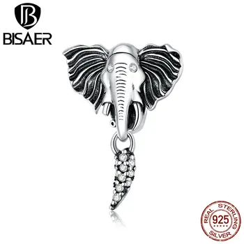 

BISAER Hot Sale 925 Sterling Silver Charms Toothless Elephant Beads fit Silver 925 Original Bracelets Jewelry Making ECC1583