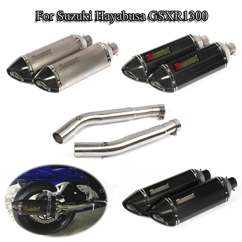 

GSXR1300 Exhaust System Pipe Exhaust Muffler Mid Connect Link Tube Slip On Full Set Pipe For Suzuki Hayabusa 2008-2017 Scooter