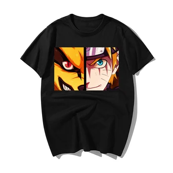 

Funny Japanese Anime T Shirt Naruto Kurama Face Print Tshirt Men Summer High Quality Cotton Short Sleeve T-Shirt Men Tops