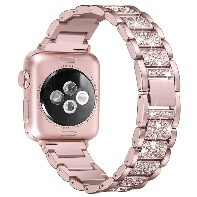 

Strap For Apple Watch Band 42mm 38mm correa iwatch 5 3 2 44mm 40mm stainless steel diamond bracelet Apple watch 4 5 accessories