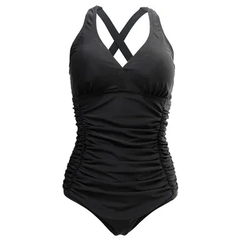 

Triangle One-Piece Swimsuit Women's Hot Models Sexy Swimsuits Shoulder Solid Color One-piece Cross Strap Solid Color Bikini