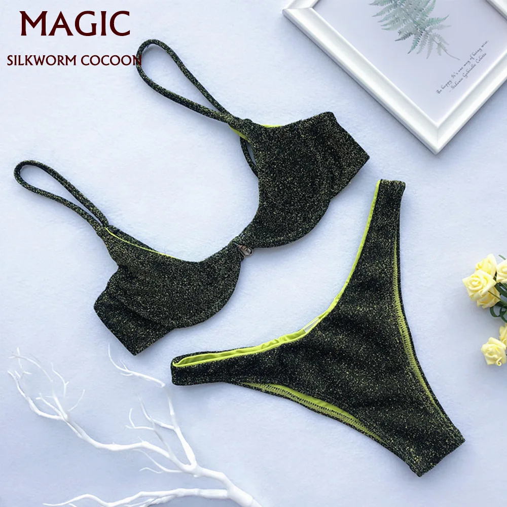 

Women Adjustable Stripe Bikini Set Push-up Padded Two Piece Swimsuit Low Waist Swimwear Ladies Bathing Suit Underwire Beachwear