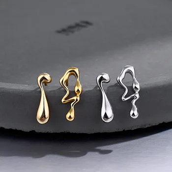 

Korean S925 Sterling Silver Earrings Female Personality Compact Smooth Irregular Geometric Earrings Tremella Jewelry