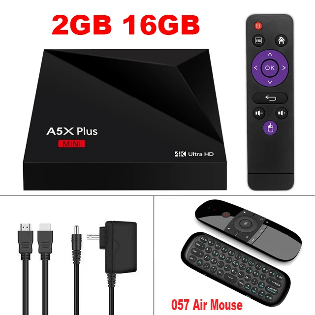 2G16G-057 Air Mouse Android 9,0 Smart tv BOX A5X Plus мини домашний медиа плеер 2G 16G 2,4G wifi 10-100M LAN 4K ULTRA HD телеприставка USB 3,0 Отт плеер - Цвет: 2G16G-057 Air Mouse