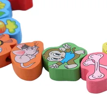 Baby Colorful Wooden Large Beaded Threading Learning Toy Children Early Education Cartoon Cute Toys High Quality