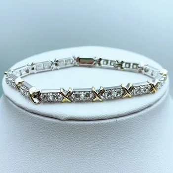

Luxury Hot Fashion Four stone Intersect Bracelet 1:1 925 Sterling Silver Women Logo Original Genuine Jewelry Valentines Gift
