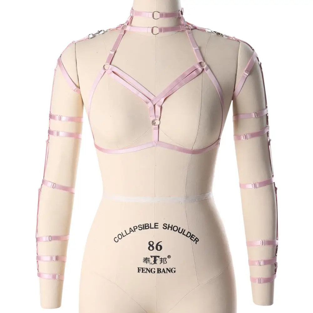 MLCO0023PINK Пояс для бюстгальтера, сексуальное женское белье, панковский пастельный, готический топ с ремнем, модные ремни для рук, клетка размера плюс, подтяжки для груди, вечерние, Rave - Цвет: MLCO0023PINK