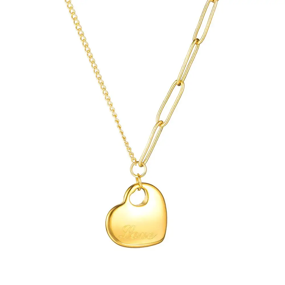 New Arrival Simple Joker Temperament Heart-shaped Pendant Necklace Gold Color Titanium Steel Jewelry Woman Gift Wholesale | Украшения и