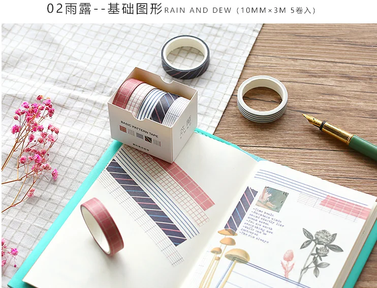 5 шт./компл. DIY декоративная лента для заклепок фотоальбома однотонная бумага лента стикер для канцелярских товаров этикетка офисные стикеры липкая лента