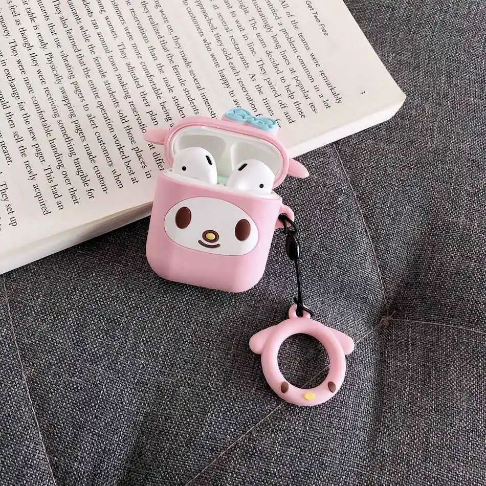 B Melody Чехол для AirPods милый мультяшный слон кожухи головных телефонов для Apple Airpods 2 забавные аксессуары защитный чехол с кольцом на палец - Цвет: B Melody