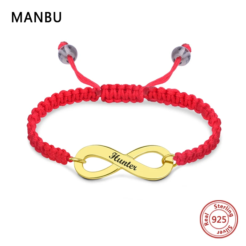 

NEW 925 Sterling Silver Bracelets for Women Infinity Bracelet with Colorful Cord engraved Name Bracelet Jewelry best friend Gift