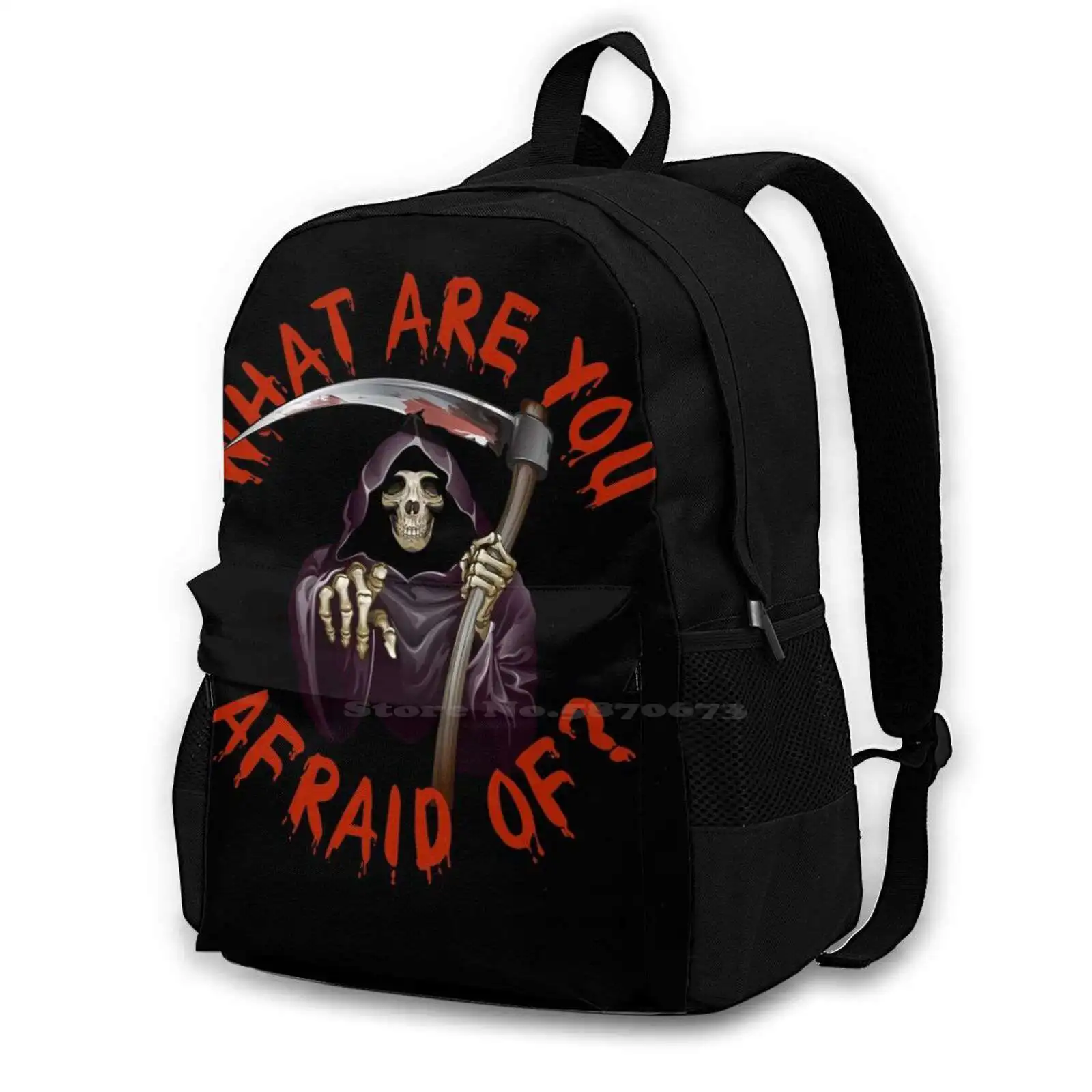 

Grim Reaper-What Are You Afraid Of-Halloween Death Backpack For Student School Laptop Travel Bag Grim Reaper Grim Reaper