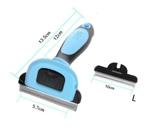 Blue Меховая щетка для домашних животных HIPET для ухода за животными из нержавеющей стали, съемная меховая щетка с узлом, щетка для удаления волос для кошек и собак, расческа - Цвет: Blue