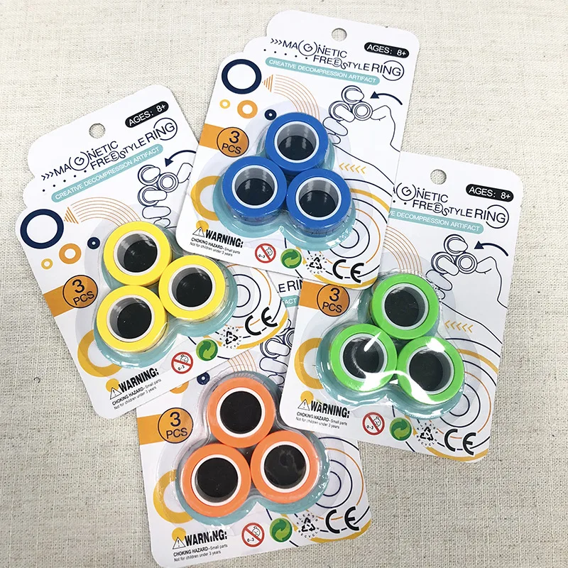 Anillo magnético antiestrés para niños y adultos, juguete antiestrés, anillo de utilería