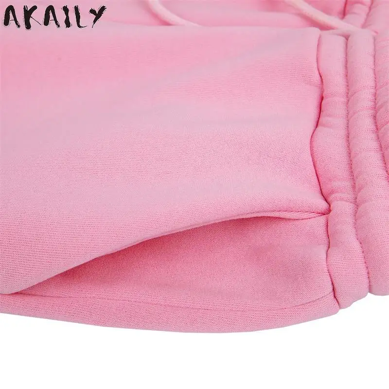 womens pant suit set Akaily Autumn Fleece Pink 3 Three Piece Sets Tracksuit Women Outfits Sweatsuits Long Sleeve Hoodies Crop Top And Pants Sets Suit formal pant suits