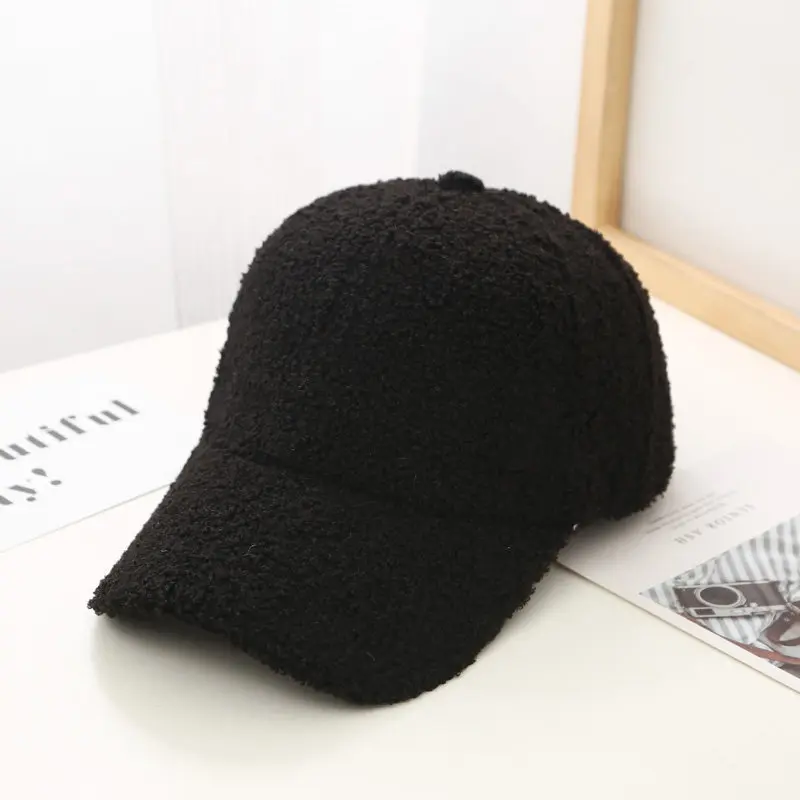 Baseball Caps Baseball Cap Autumn Winter Women Artificial Lamb Wool Baseball Cap Version Tide Warm Cap Plush Baseball Caps Spring