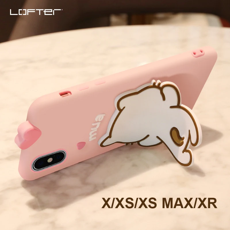 

Cute for Apple iPhone X XS Max Case Shockroof with Bracket for iPhone XR Silicone Full Protection Cartoon Phone Case Phone Shell