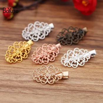 

BoYuTe (40 Pieces/Lot) 22*32MM Filigree Flower Hair clips Vintage Diy Hand Made Hair Accessories Wholesale