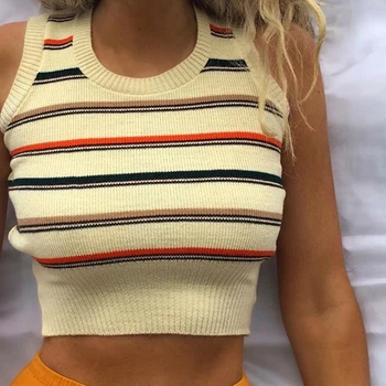 

Spring And Summer Vest Explosions Women's Tank Tops Knitted Color Matching Small Vest Ins Net