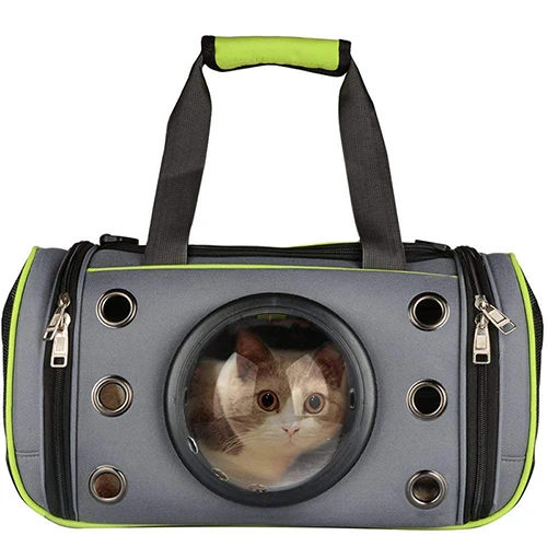 Космическая капсула астронавт кошка рюкзак пузырчатое окно для котенка щенка чихуахуа маленькая собака переноска наружная дорожная сумка - Цвет: Green frame